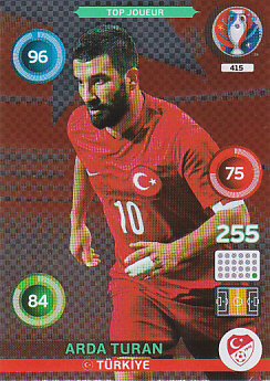 Arda Turan Turkey Panini UEFA EURO 2016 Top Joueur #415